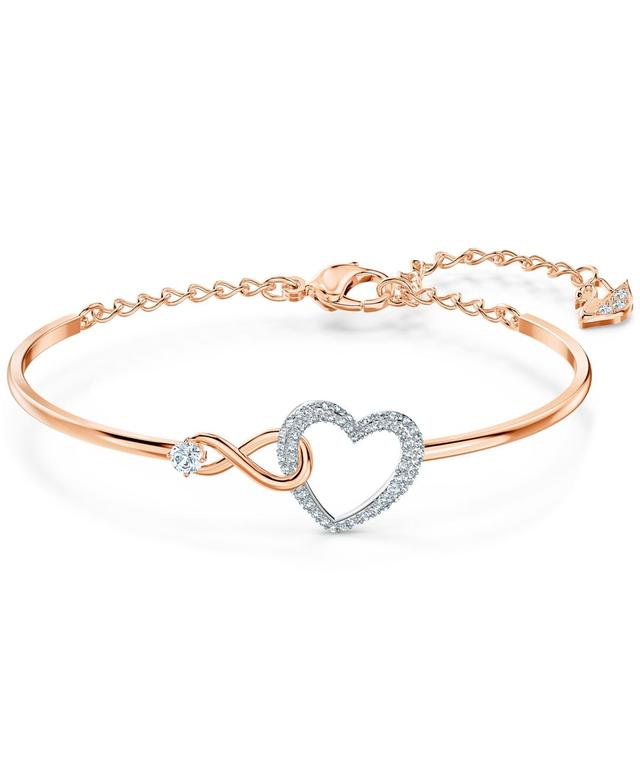 Swarovski Two-Tone Crystal Heart & Infinity Symbol Bangle Bracelet Product Image