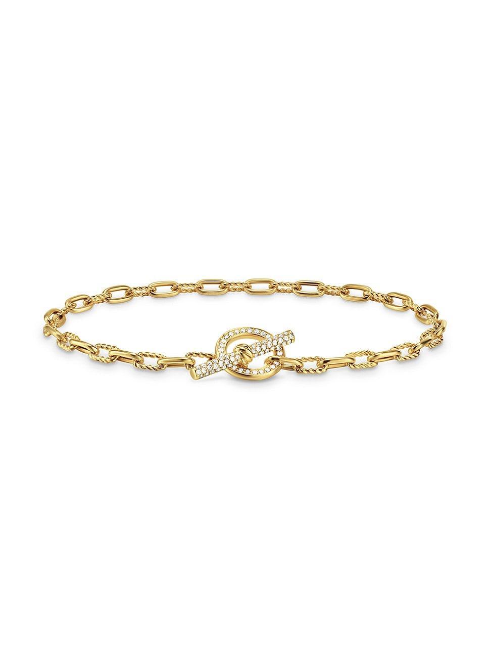 Womens DY Madison Pav Toggle Chain Bracelet in 18K Yellow Gold Product Image