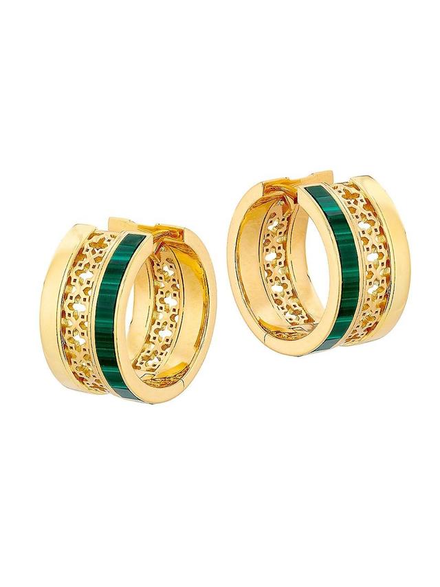 Womens Dare To Dream 18K Yellow Gold & Malachite Huggie Hoops Product Image