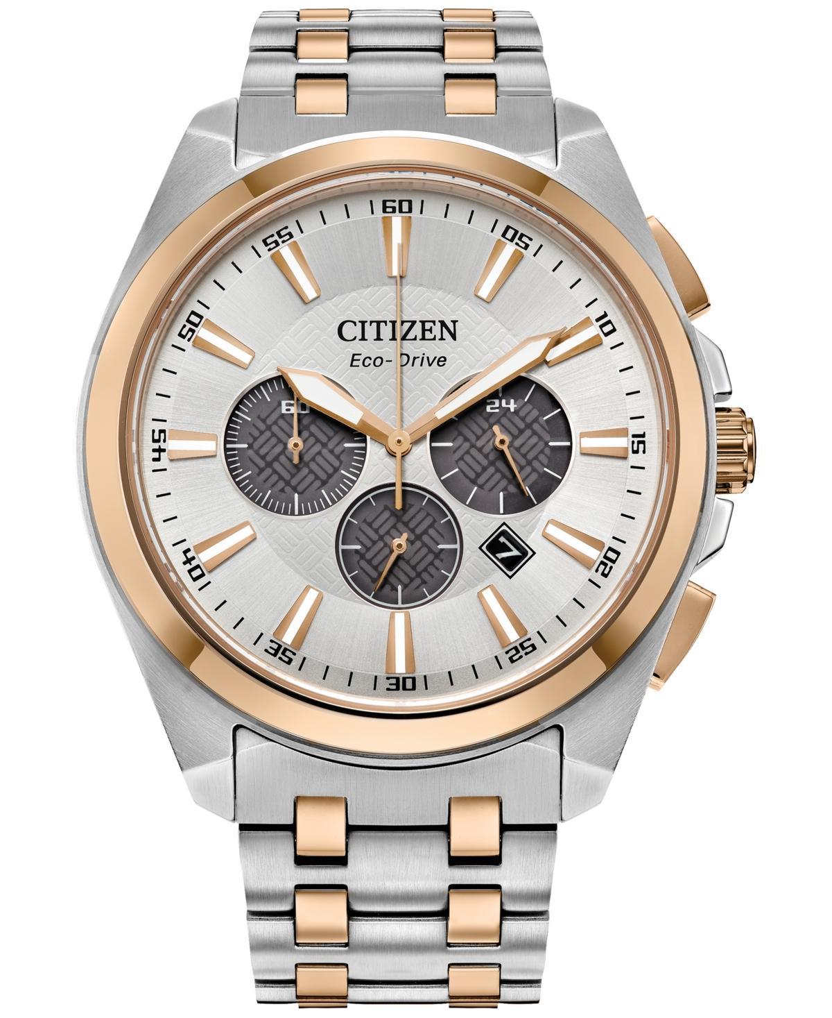 Men's Citizen Eco-DriveÂ® Two-Tone Classic Chronograph Watch with Silver-Tone Dial (Model: Ca4516-59A) Product Image