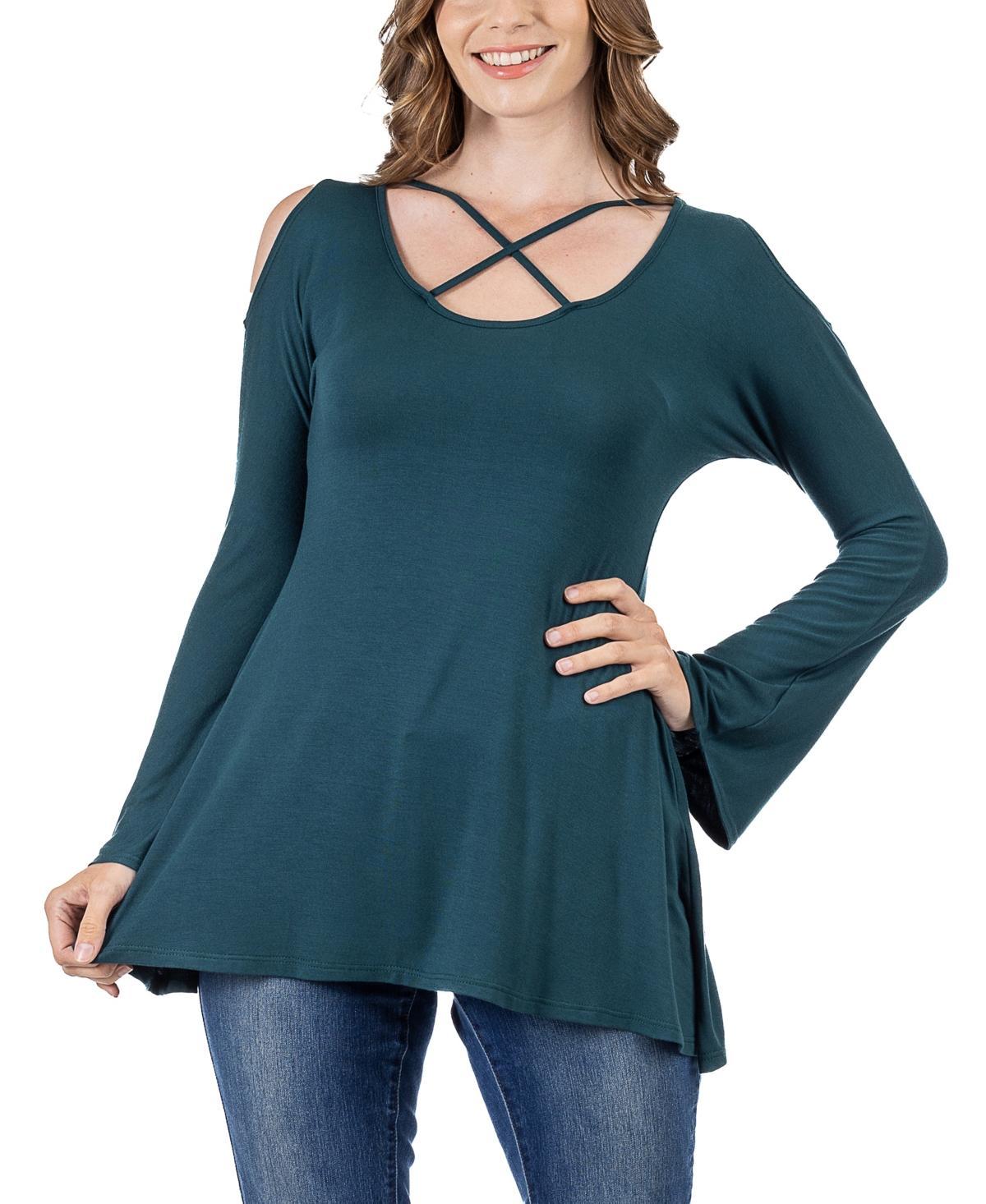 24seven Comfort Apparel Womens Criss Cross Long Sleeve Top Product Image