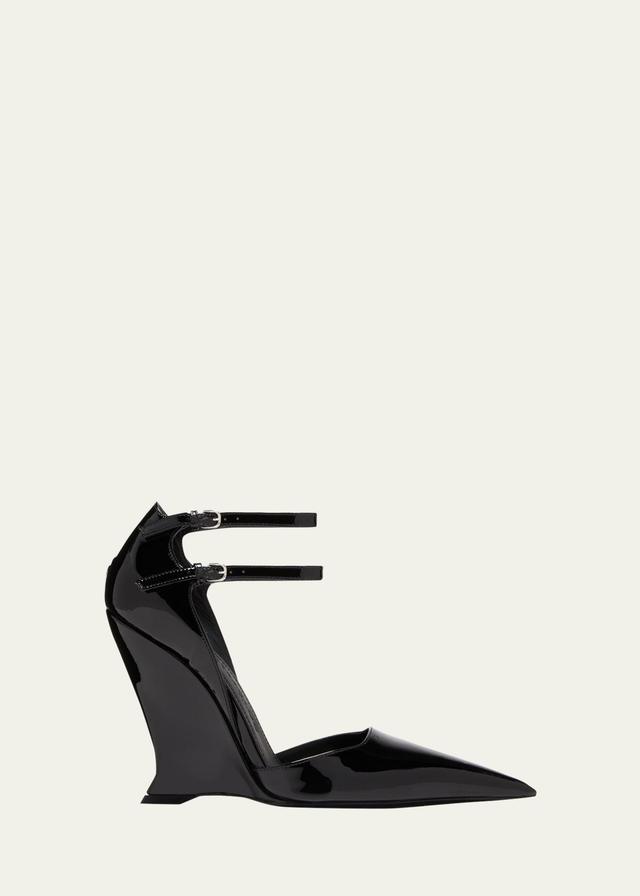 Vidia Patent Leather Ankle-Strap Wedge Pumps Product Image