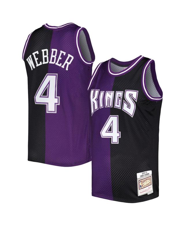 Mens Mitchell & Ness Chris Webber Purple/Black Sacramento Kings Hardwood Classics 2000-01 Split Swingman Jersey Product Image