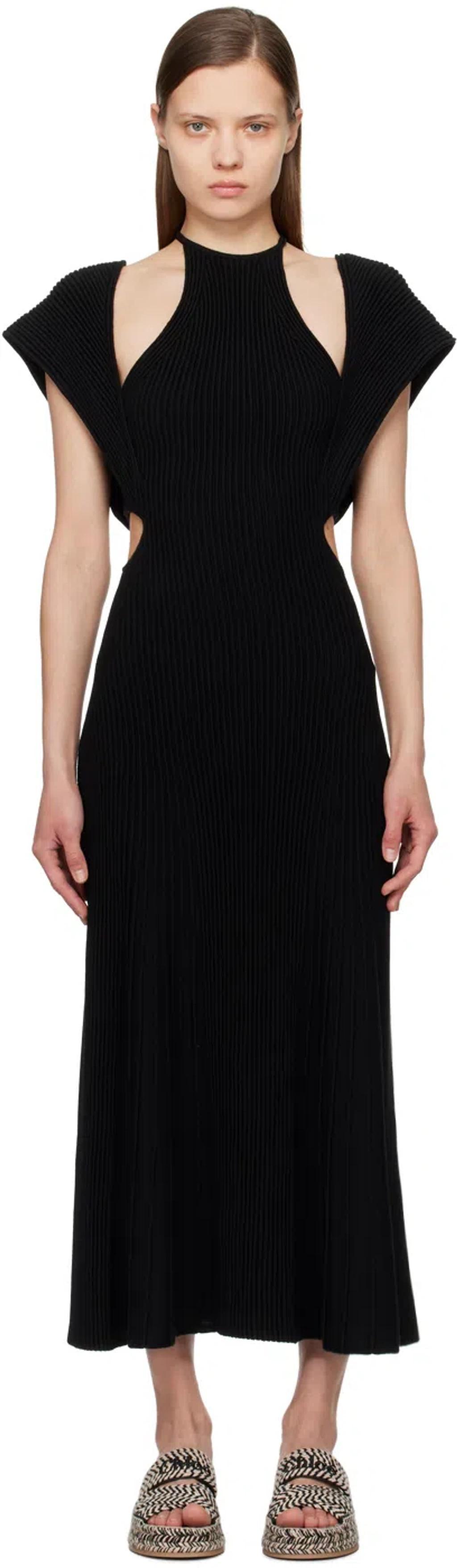 Cutout Wool Midi Dress In Noir Product Image