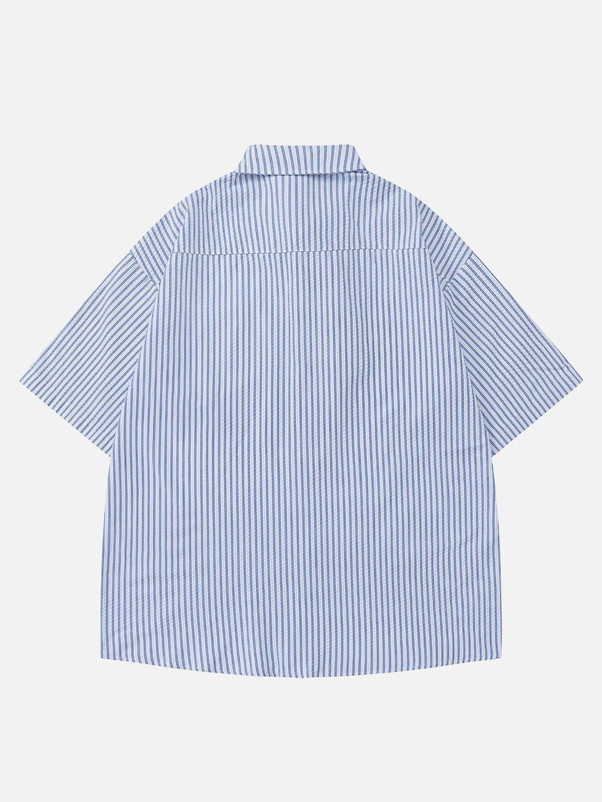 Aelfric Eden Vertical Stripes Short Sleeve Shirt Product Image