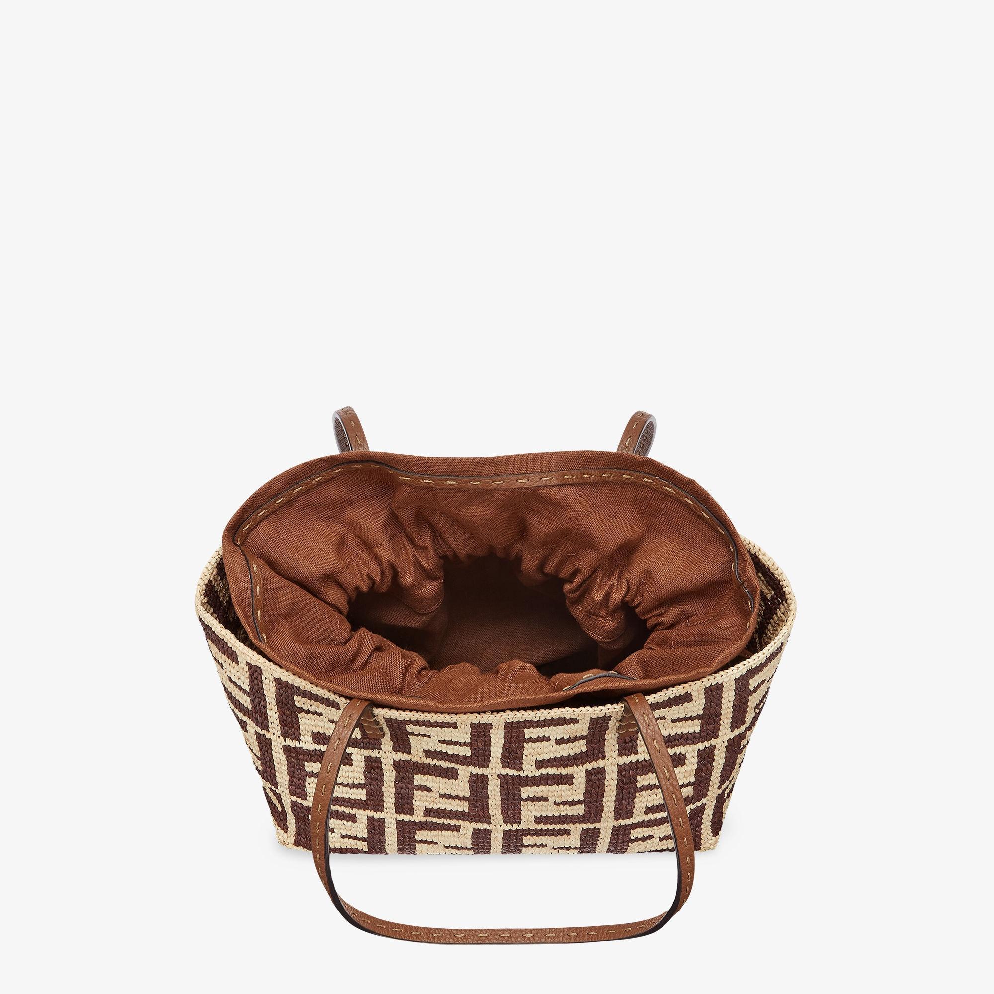 Small RollBrown FF raffia crochet Shopper with POUCH Product Image