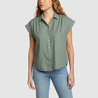 Women's Halcyon Short-Sleeve Shirred Shirt Product Image