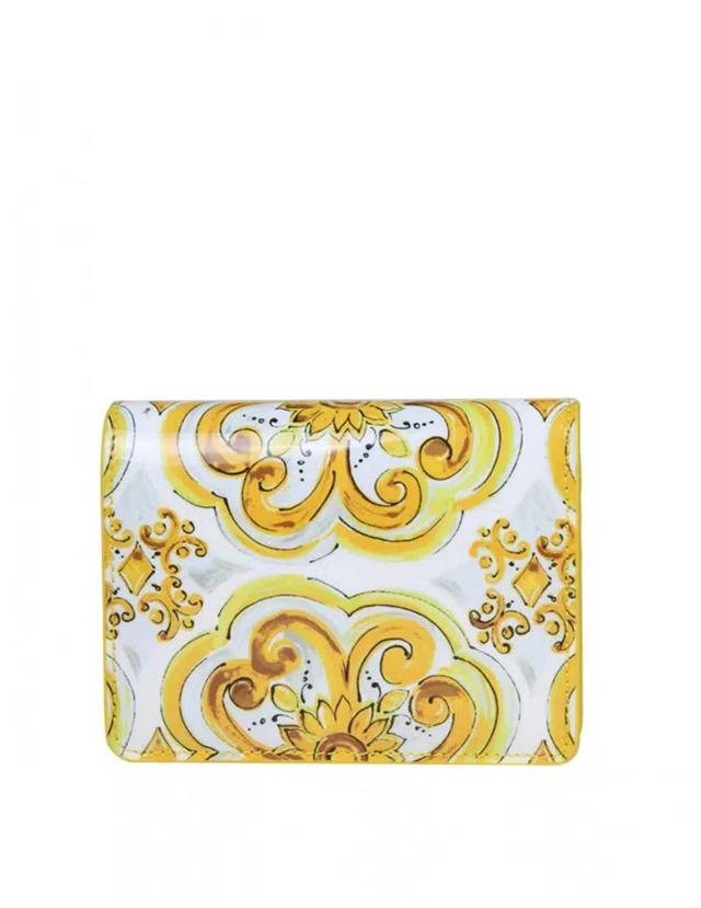 Maiolica Wallet In Polished Calfskin In Yellow Product Image