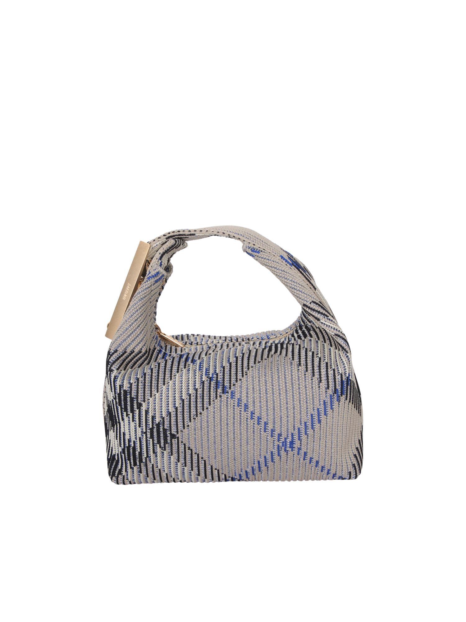 BURBERRY Mini Peg Check Beige Blue Bag Product Image