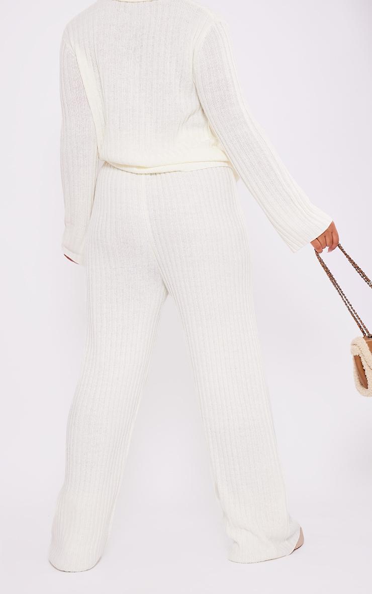 Plus Cream Distressed Knitted Leggings Product Image