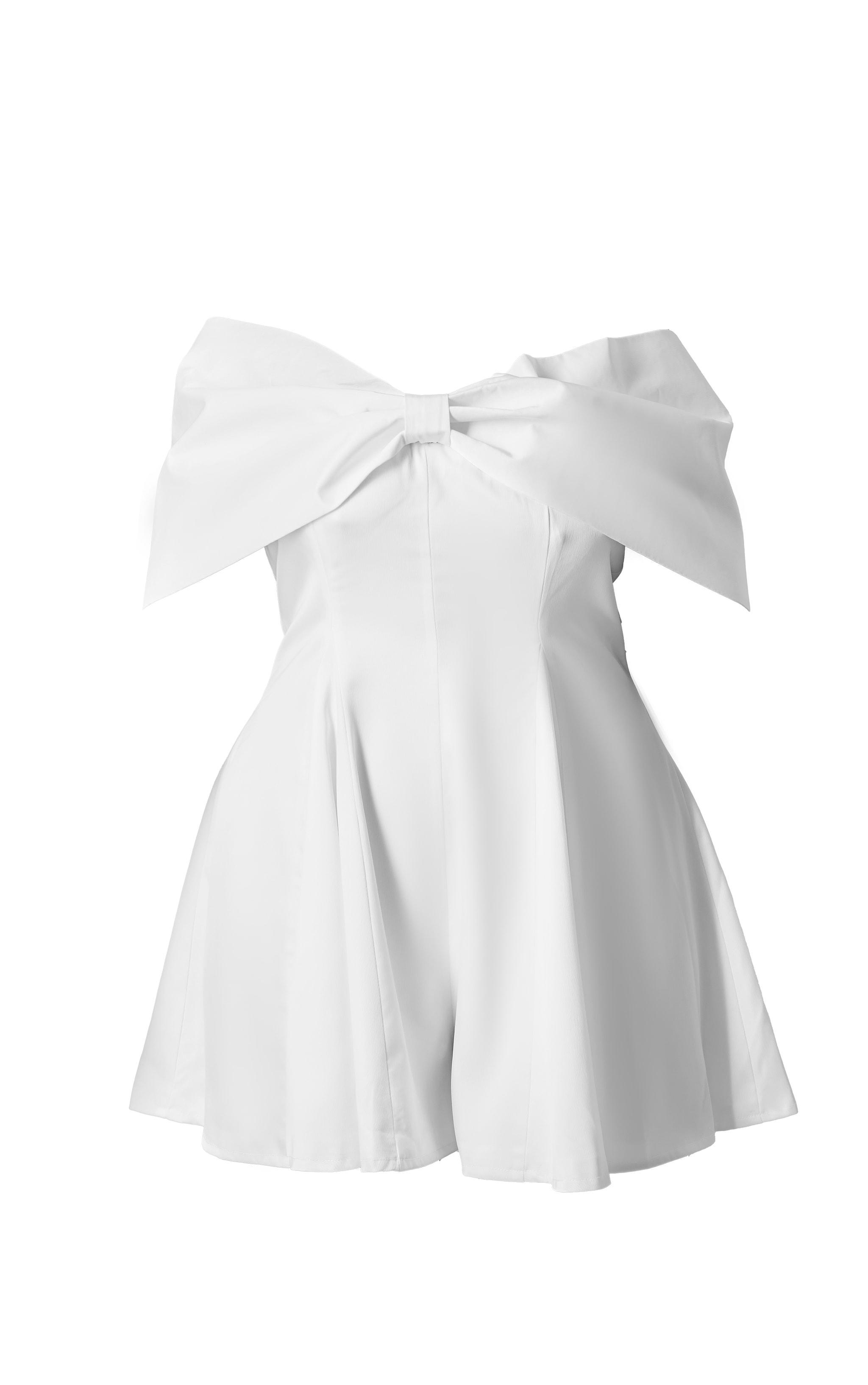 Premium Plus White Satin Extreme Bow Detail Romper Product Image