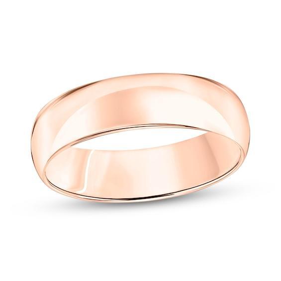 Men's 6.0mm Engravable Low Dome Comfort-Fit Wedding Band in 10K Rose Gold (1 Line) Product Image