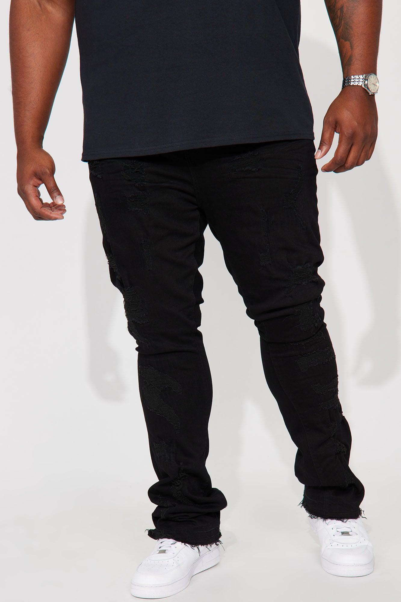 On The Scene Ripped Stacked Skinny Flare Jeans - Black Product Image