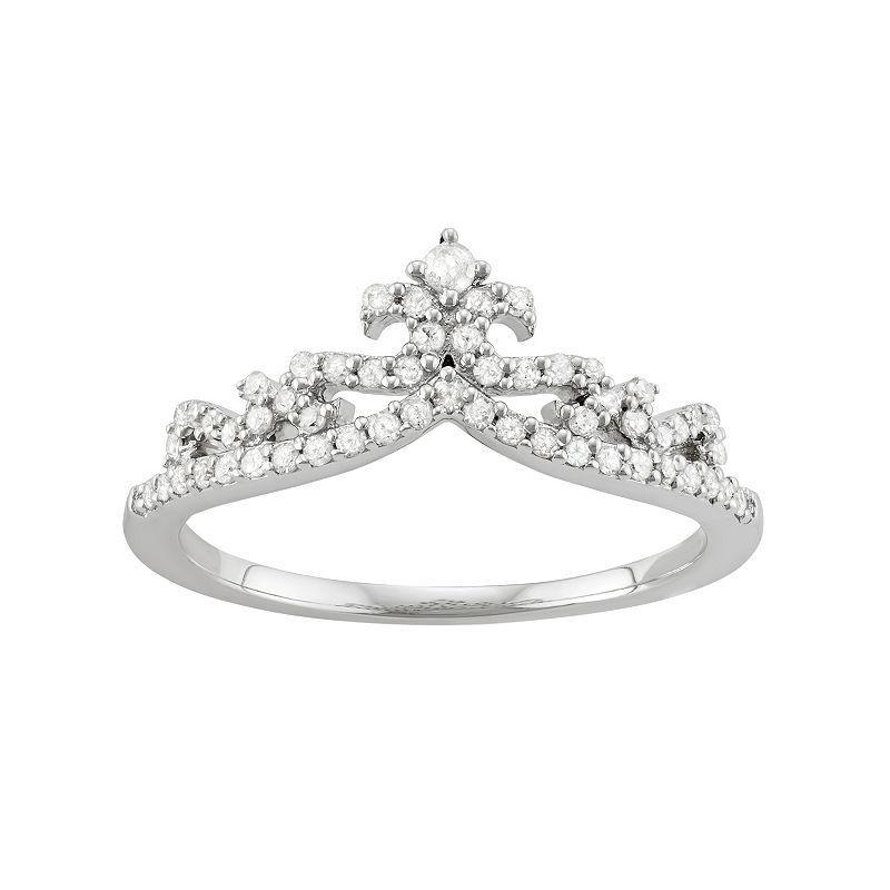 Sterling Silver 1/3 Carat T.W. Diamond Crown Ring, Womens Product Image