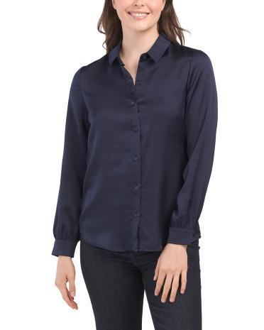 Long Sleeve Satin Shirt For Women Product Image