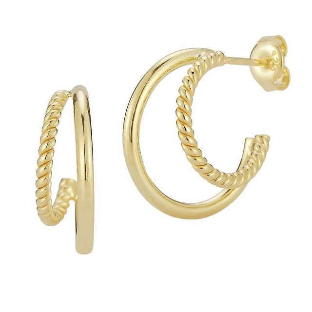 Sunkissed Sterling Double Ring Huggie Hoop Earrings, Womens, Gold Tone Product Image