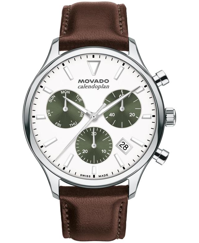 Movado Mens Calendoplan Swiss Quartz Chrono Chocolate Leather Watch 43mm - Brown Product Image