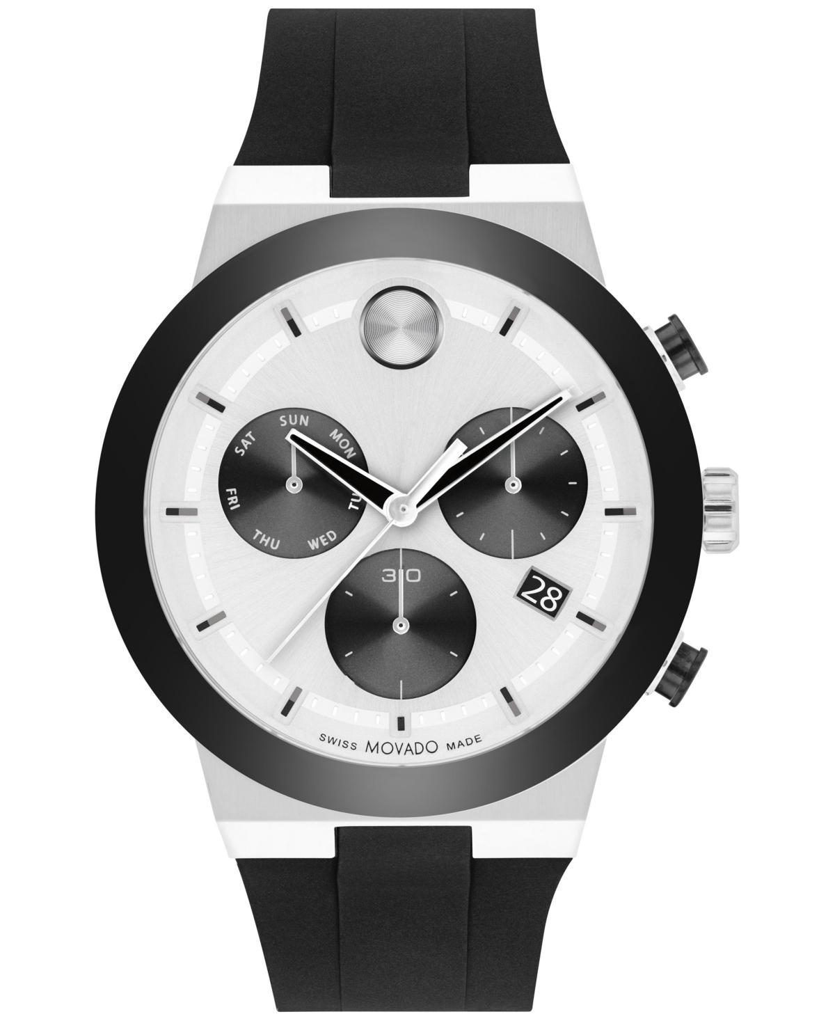 Movado Bold Mens Fusion Quartz Chronograph Black Silicone Strap Watch Product Image