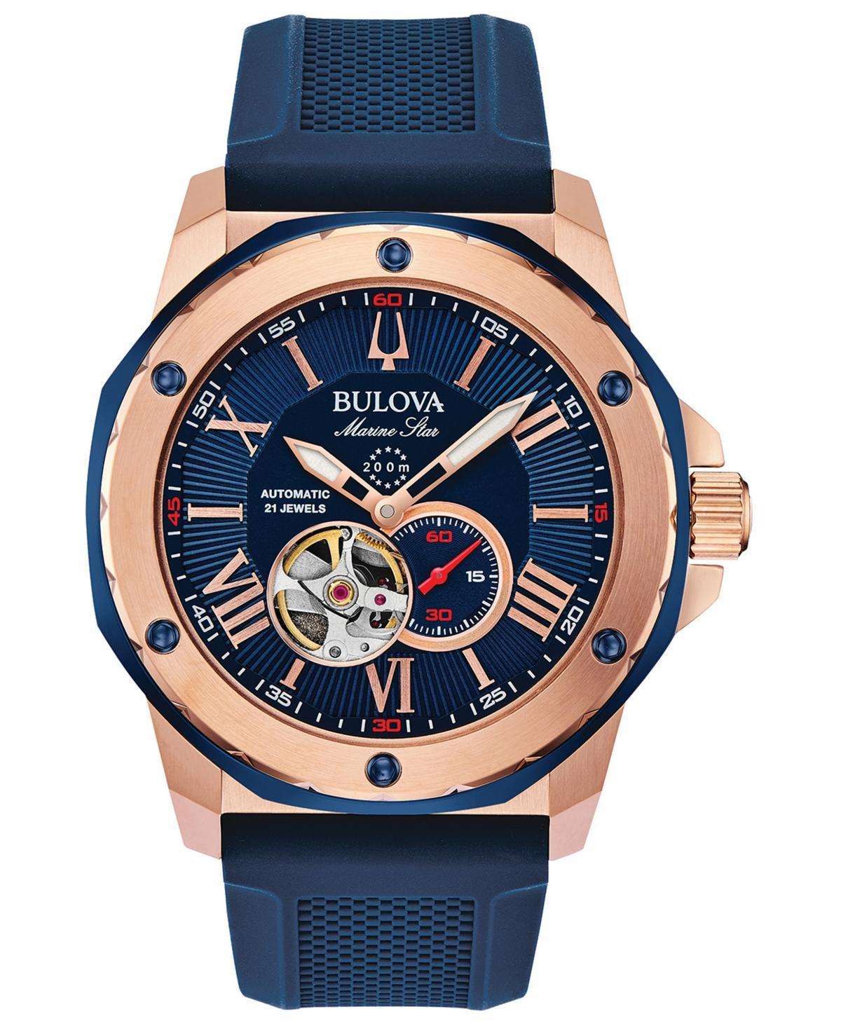 Bulova Mens Automatic Marine Star Blue Silicone Strap Watch 45mm Product Image