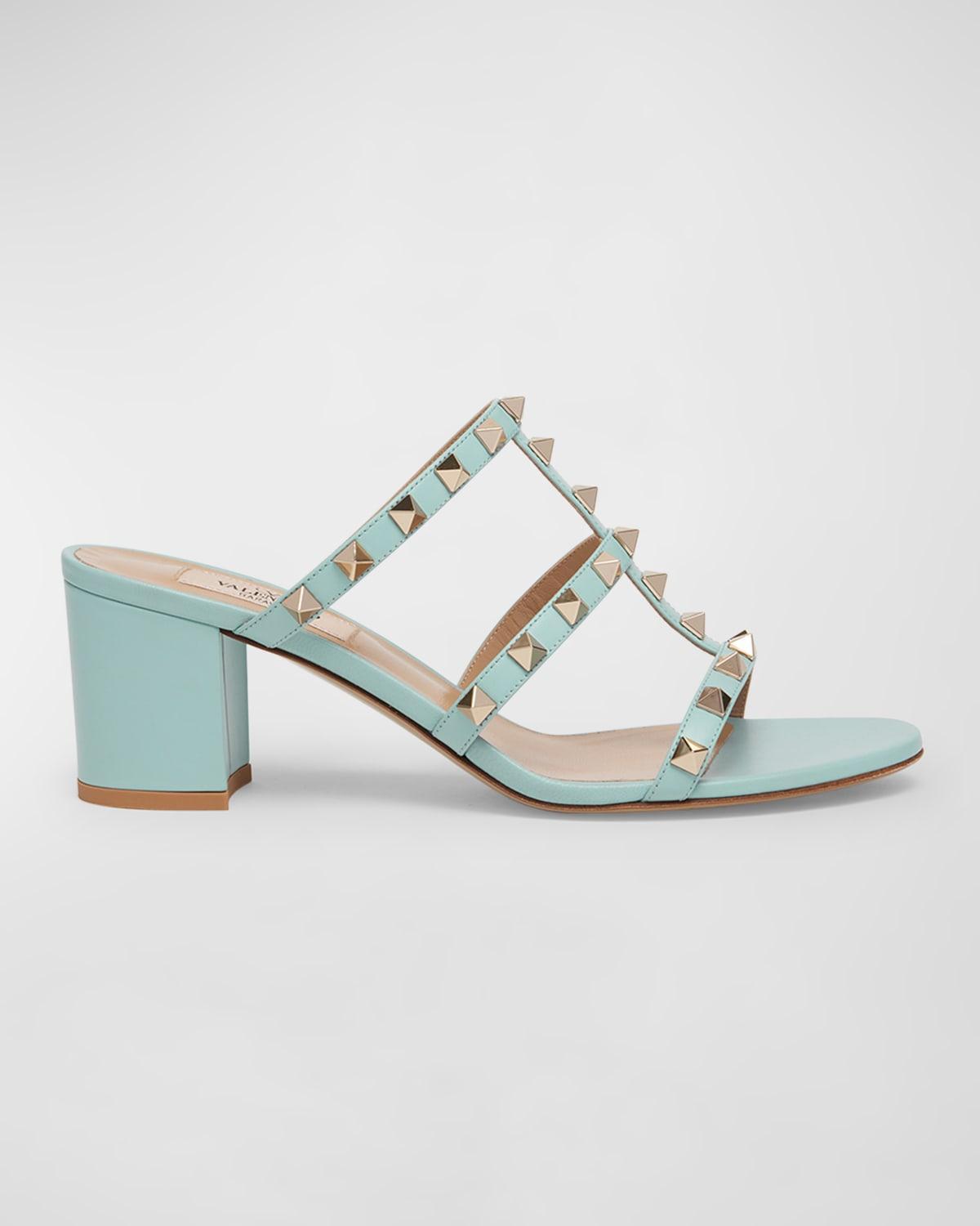 Rockstud Caged Block-Heel Slide Sandals Product Image