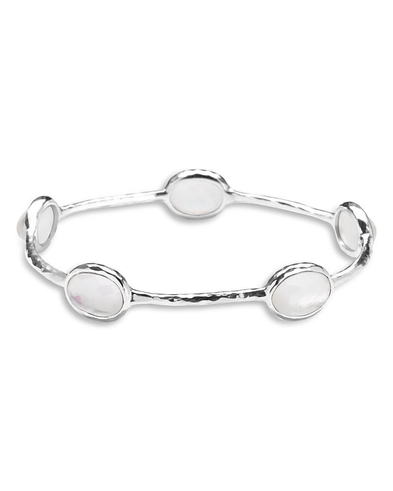 Ippolita Sterling Silver Rock Candy Mother of Pearl & Rock Crystal Doublet Five Stone Bangle Bracelet Product Image