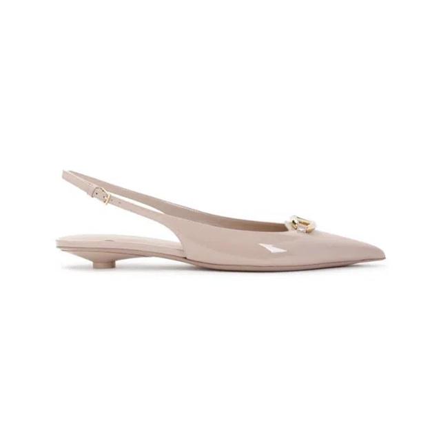 VALENTINO GARAVANI Vlogo The Bold Edition Pink Calf Leather Ballerinas In Beige Product Image