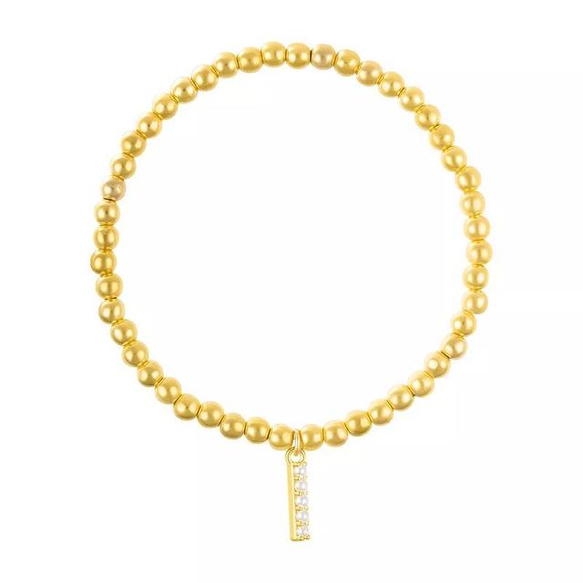 Adornia Gold Tone Simulated Pearl Initial Stretch Bracelet, Womens Gold Tone I Product Image