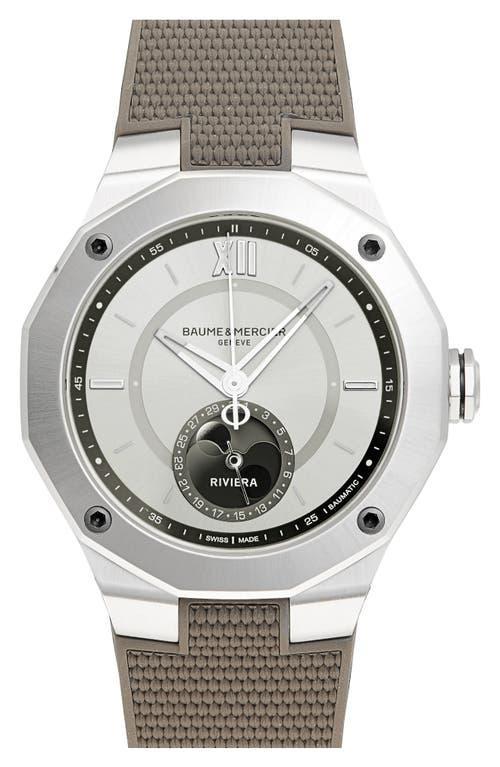 Mens Riviera Stainless Steel & Rubber Moon-Phase Watch Product Image