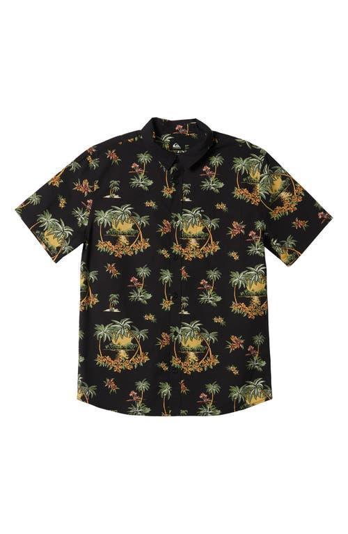 Quiksilver Palm Spritz Floral Short Sleeve Button-Up Shirt Product Image