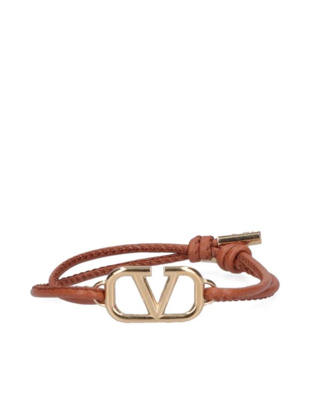 VALENTINO GARAVANI Vlogo Plaque Bracelet In Brown Product Image