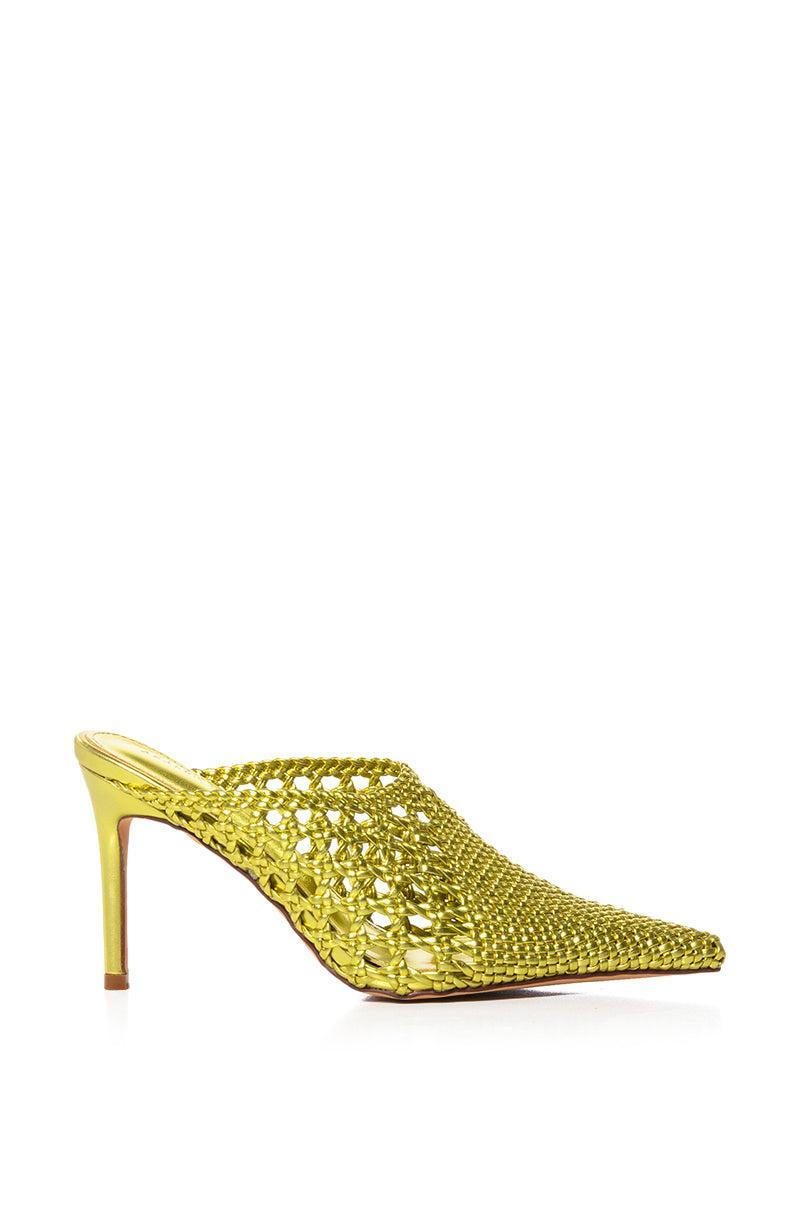 AZALEA WANG MAYLAH GOLD WOVEN DETAIL PUMP Product Image