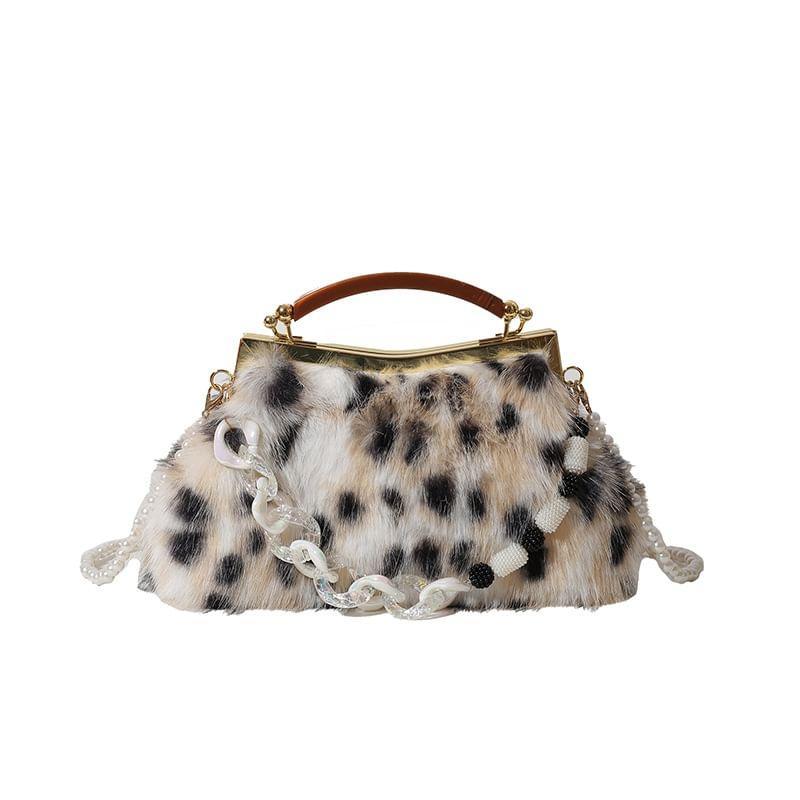 Dotted Fluffy Faux Pearl Strap Crossbody Bag Product Image