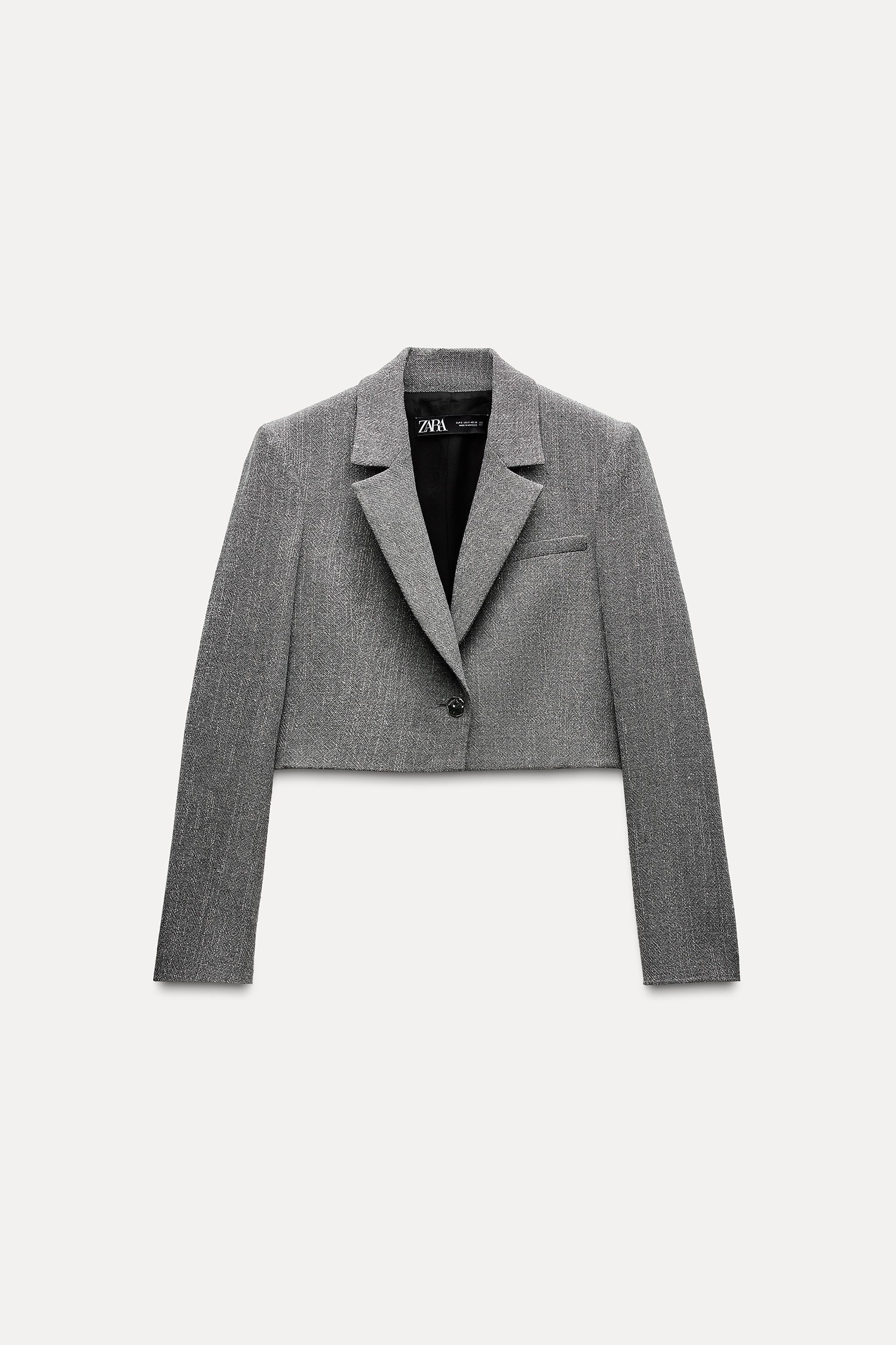 CROP BLAZER WITH METALLIC THREAD Product Image