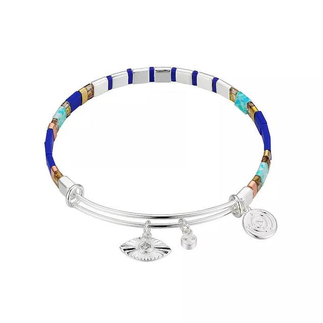 Love This Life Protect Evil Eye Bangle Bracelet, Womens, Silver Blue Product Image