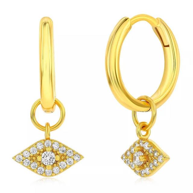 Argento Bella Gold Tone Sterling Silver Cubic Zirconia Evil Eye Drop Hoop Earrings, Womens Product Image