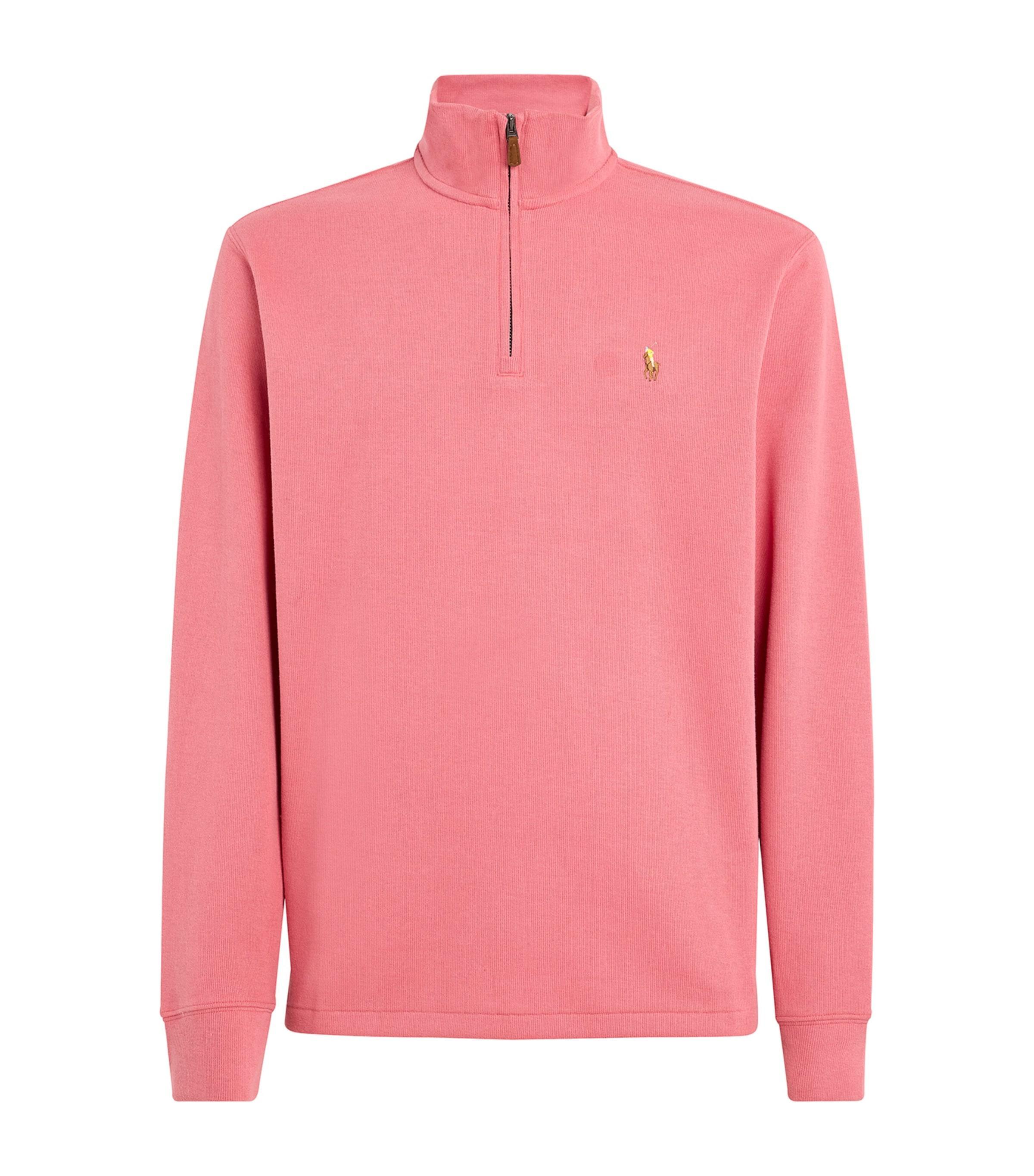 POLO RALPH LAUREN Cotton Quarter-zip Sweater In Red Product Image