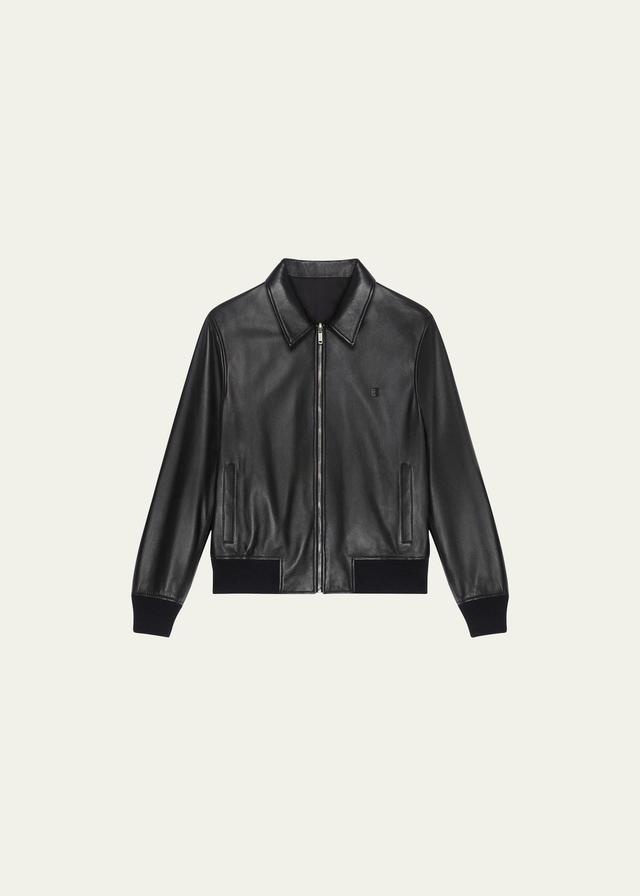 Mens Reversible Bomber Jacket In Leather Product Image