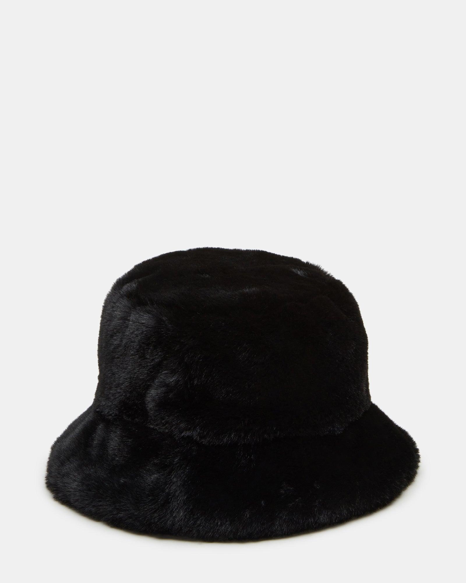 FAUX FUR BUCKET HAT BLACK Female Product Image