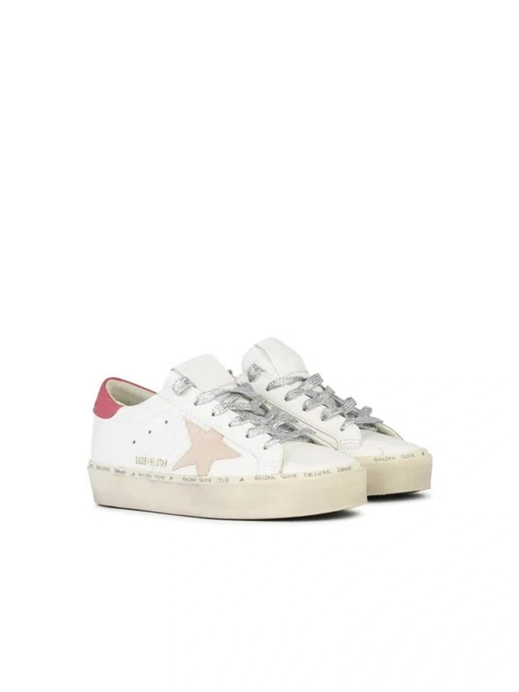 GOLDEN GOOSE Hi Star 11933 Star-embroidered Leather Low-top Trainers In Neutrals Product Image