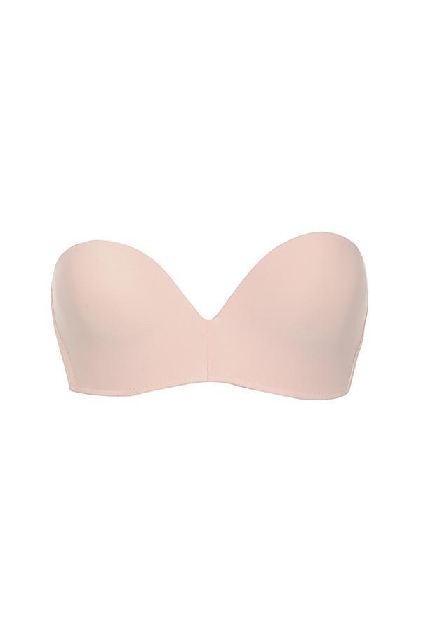 Smooth Plain Molded Strapless Bra - Beige Product Image