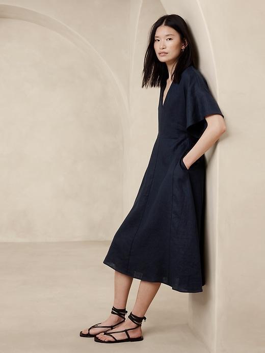 Maya Linen Midi Dress Product Image