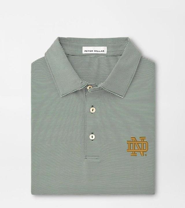 Peter Millar Mens Notre Dame Jubilee Stripe Performance Polo | Color: Green | Size: XL | ND Product Image