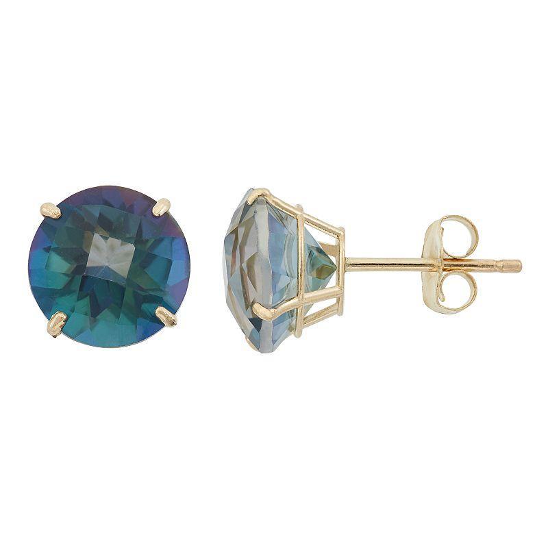 Mystic Topaz 10k Gold Stud Earrings, Womens, Blue Product Image