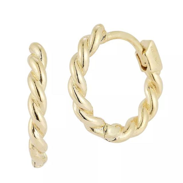 LUMINOR GOLD 14k Gold Twist Huggie Hoop Earrings, Womens Product Image