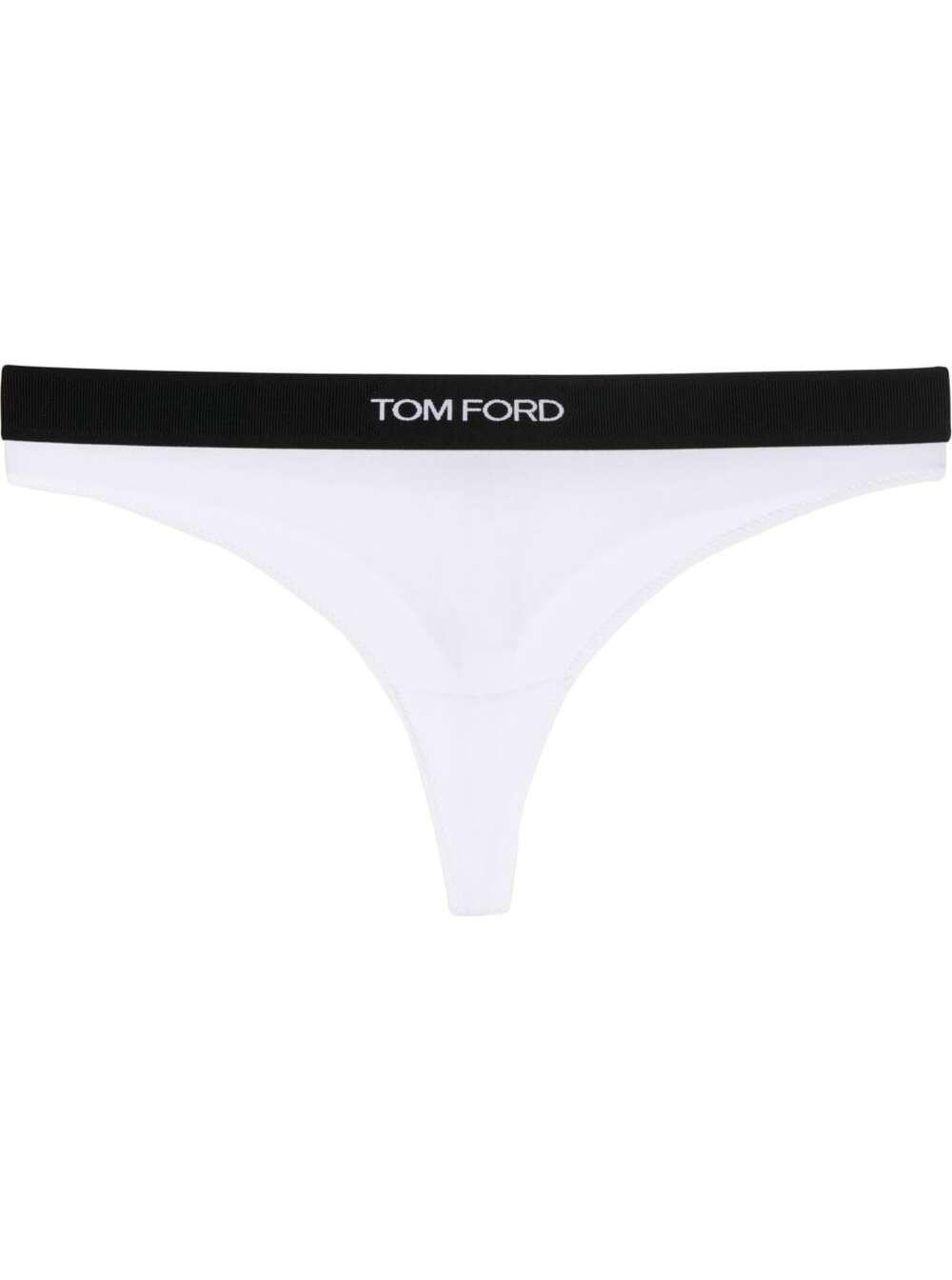 TOM FORD Logo-waistband Thong In White Product Image