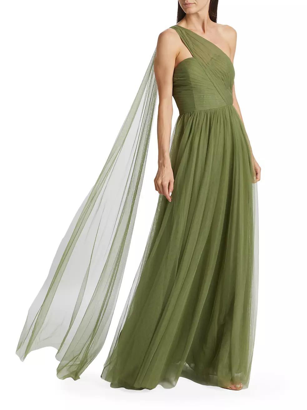 Verris Tulle One-Shoulder A-Line Dress Product Image