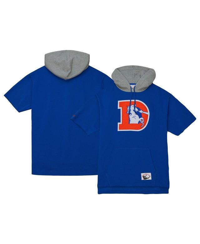 Mens Mitchell & Ness Royal Denver Broncos Postgame Short Sleeve Hoodie Product Image