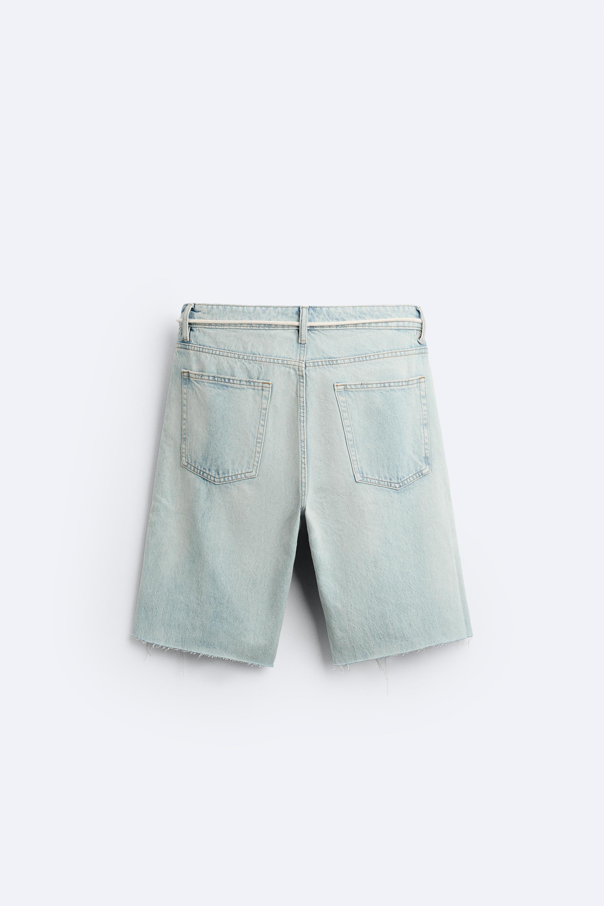 BELTED DENIM SHORTS Product Image