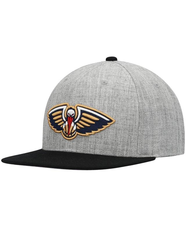 Mens Mitchell & Ness Heathered Gray/Black New Orleans Pelicans Heathered Underpop Snapback Hat Product Image