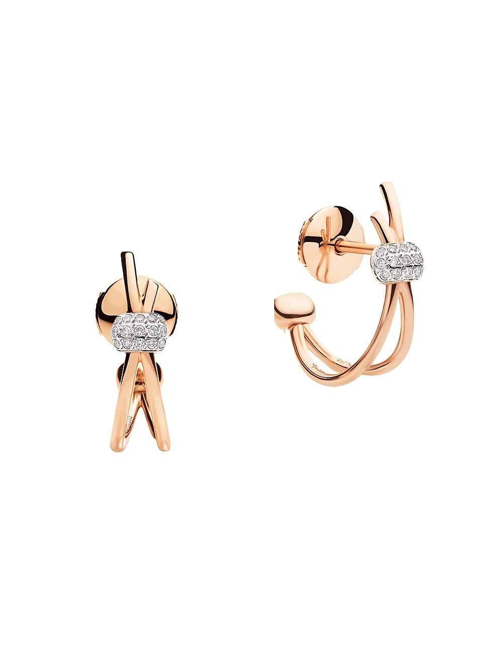 Womens Together 18K Rose Gold & 0.1 TCW Diamond Hoop Earrings Product Image